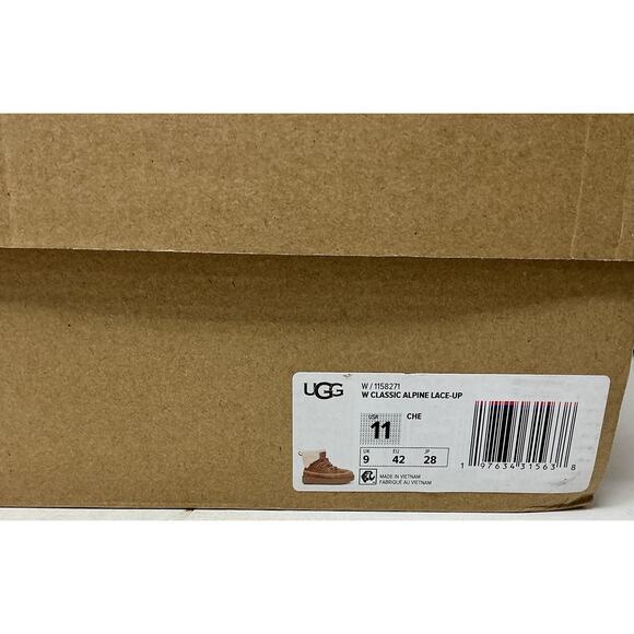 🔴SOLD UGG Classic Alpine Chestnut Lace Up Suede Sheepskin Boots Size 11 NIB - Picture 13 of 14